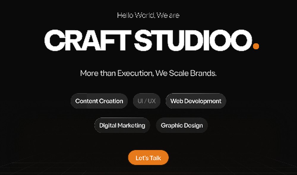 Homepage of the Craftstudioo website