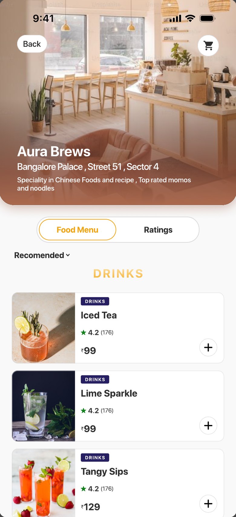 Diney restaurant page with menu