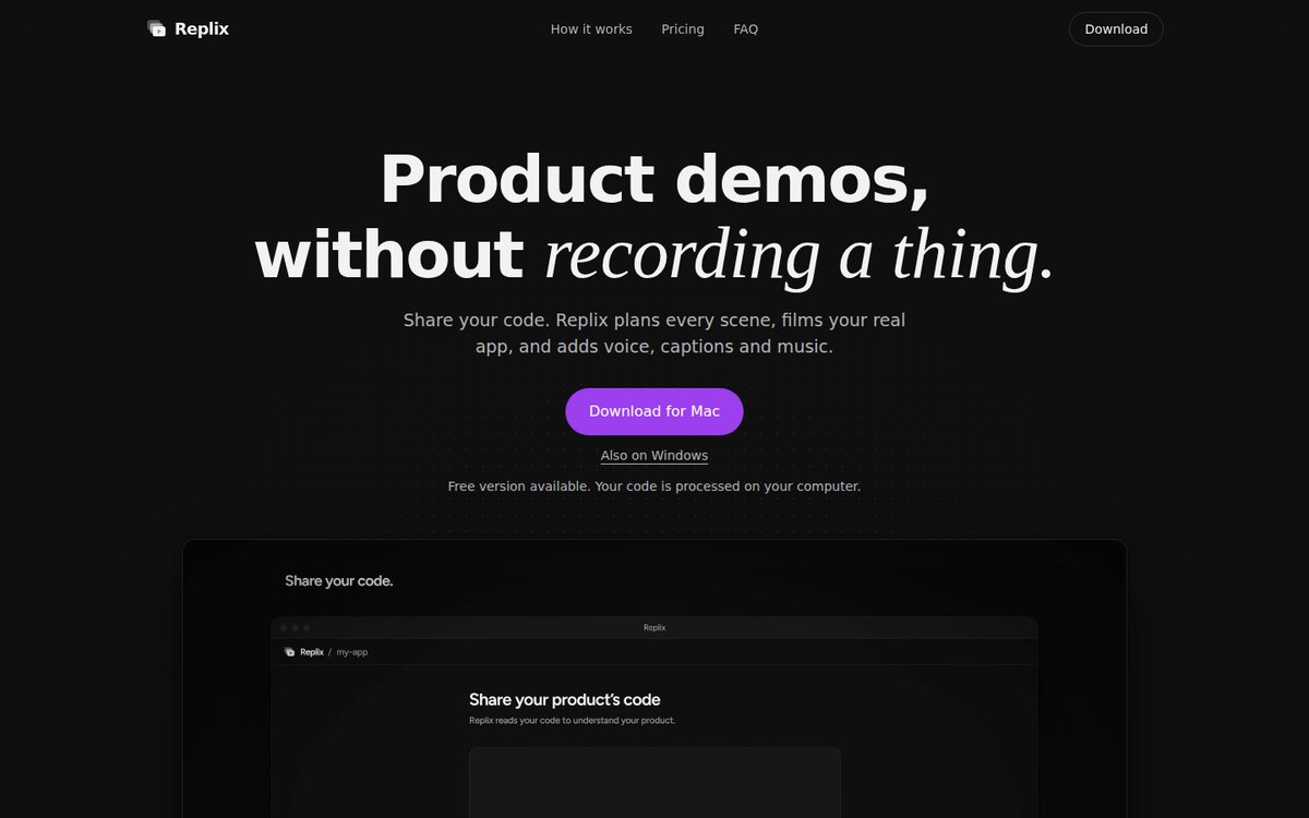Replix landing page